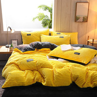 Parure de lit en flanelle épaisse 4 pièces, design uni, tailles King et Queen, pour la maison et l'hôtel, vente en gros personnalisée