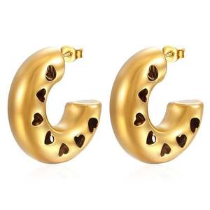 Mode boucle d'oreille bijoux lettre double Fd Cc marque Designer bijoux nouveau Design Clip en forme de boucle d'oreille or 18 carats pour femme e - Product Image 1