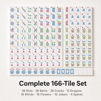 Jeu de Mahjong Classique Rose en Mélamine, 166 Pièces, Tuiles Gravées de 1,2 Pouce avec Impression UV, Boîte Cadeau, Jeu Robuste pour Adultes