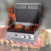Presse à panini au gaz en acier inoxydable, nouvelle, pour la vente en gros, gril de contact commercial multifonctionnel pour la préparation de burgers et de sandwichs