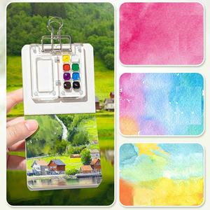Boîte à couleurs en acrylique à 8 compartiments avec surface polie, kit <span class=keywords><strong>de</strong></span> <span class=keywords><strong>voyage</strong></span> portable et mini pince métallique écologique - Product Image 6