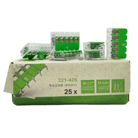 Connecteur de raccordement 221-425 en stock avec leviers, neuf, original, allemand, vert, 4 mm², 5 conducteurs, boîtier transparent 221 425