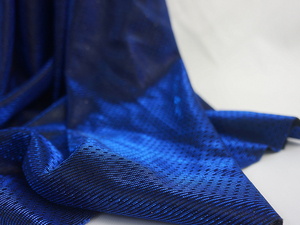 Tul estrellado azul real unido con tela satinada brillante para vestido de moda - Product Image 2