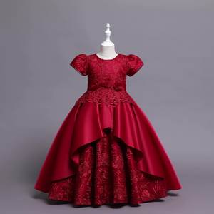 Vestido de Niña con Lazo y Flores, Estilo Europeo 2022, Manga Corta, Verano, Satén Bordado - Product Image 4