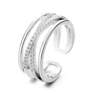 2024 alla moda anelli d'argento classici anelli da dito regolabili apertura anelli di diamanti donne fidanzamento di lusso per le ragazze