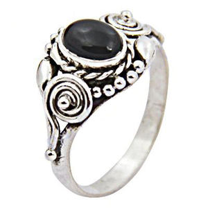 Comfy 925 Sterling Silver Adjustable <b>Ring</b> Handmade Black Onyx Cabochon <b>Ring</b> round Shape Gemstone Cute Style For Party Gift - Product Image 2