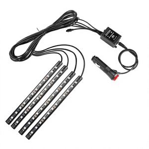 Bande lumineuse LED pour voiture 12V RGB bleue 4 en 1, accessoires de décoration d'ambiance intérieure, télécommande, garantie de 2 ans - Product Image 3