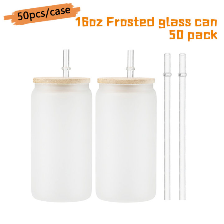 Clear -160z Frosted Glass Can /50pcs