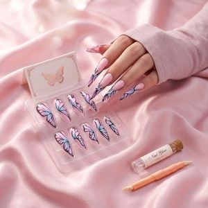 ZHI JIA 150 pièces Formes doubles pour <span class=keywords><strong>ongles</strong></span> en plastique, motif papillon, lignes de graduation internes, réutilisables, pour extension de gel, capsules d'<span class=keywords><strong>ongles</strong></span> artificiels pour nail art - Product Image 5