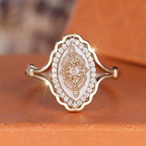 Bagues de fiançailles vintage en zircon blanc, petite pierre, pour femmes, style simple, couleur or, bague de reine, bijoux de mariage - Product Image 3
