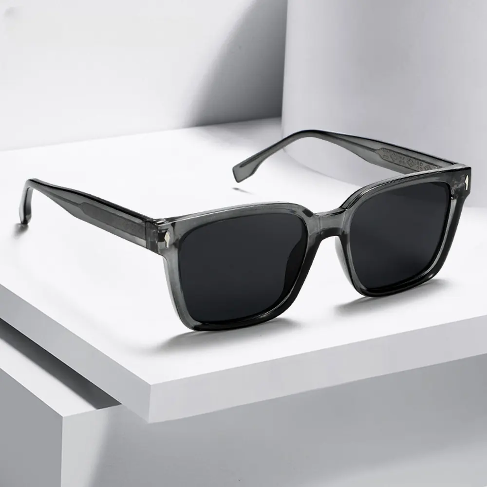 Nuevas gafas de sol polarizadas con montura cuadrada TAC para hombre, gafas de moda cómodas de diseñador, gafas de protección solar UV400 para mujer