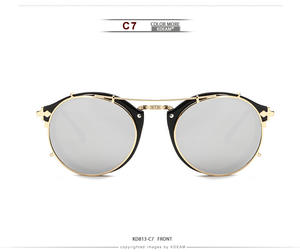 2024 nueva moda vintage retro lentes de <span class=keywords><strong>sol</strong></span> Steampunk <span class=keywords><strong>clip</strong></span> de metal redondo en moda mujeres hombres sombras gafas de <span class=keywords><strong>sol</strong></span> 2023 - Product Image 3