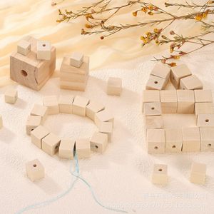 Wooden Cube Blocks With Holes 4x4x4cm For Children Building And Crafting <b>Model</b> <b>Kits</b> - Product Image 1