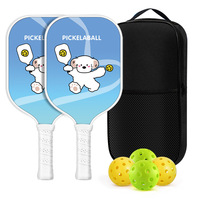 Raquette de pickleball pour enfants, motif dessin animé mignon, en bois de peuplier, épaisseur 11 mm, ensemble de raquettes de pickleball pour divertissement et sport parent-enfant
