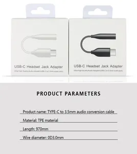 Preço por atacado USB Tipo C para 3,5 Fone De Ouvido Adaptador Conversor De Cabo De Áudio AUX para Samsung note10 s20