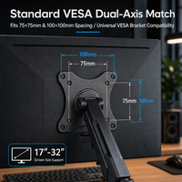 Nouveau bras de moniteur robuste à ressort à gaz, mouvement fluide et sans effort, pour la maison et le bureau, 17-32 pouces, 2-9 kg, VESA 75x75/100x100, noir