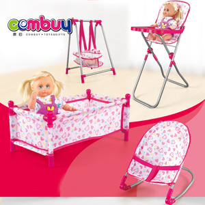 Ensemble de 4 pièces pour poupée bébé, lit balançoire et <span class=keywords><strong>chaise</strong></span> haute, accessoires - Product Image 6