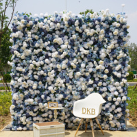 Décoration de toile de fond de mariage, panneau mural de fleurs artificielles roses pour grand mur floral artificiel en tissu de soie