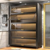 Armario de Almacenamiento de Hierro con Puerta Abatible, Diseño Moderno, a Prueba de Polvo, Gran Capacidad, para Muebles de Hogar en la Sala de Estar
