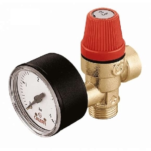 Valvola di sicurezza con manometro 1/2 6 bar per apparecchiature per il trattamento dell'acqua - Product Image 1