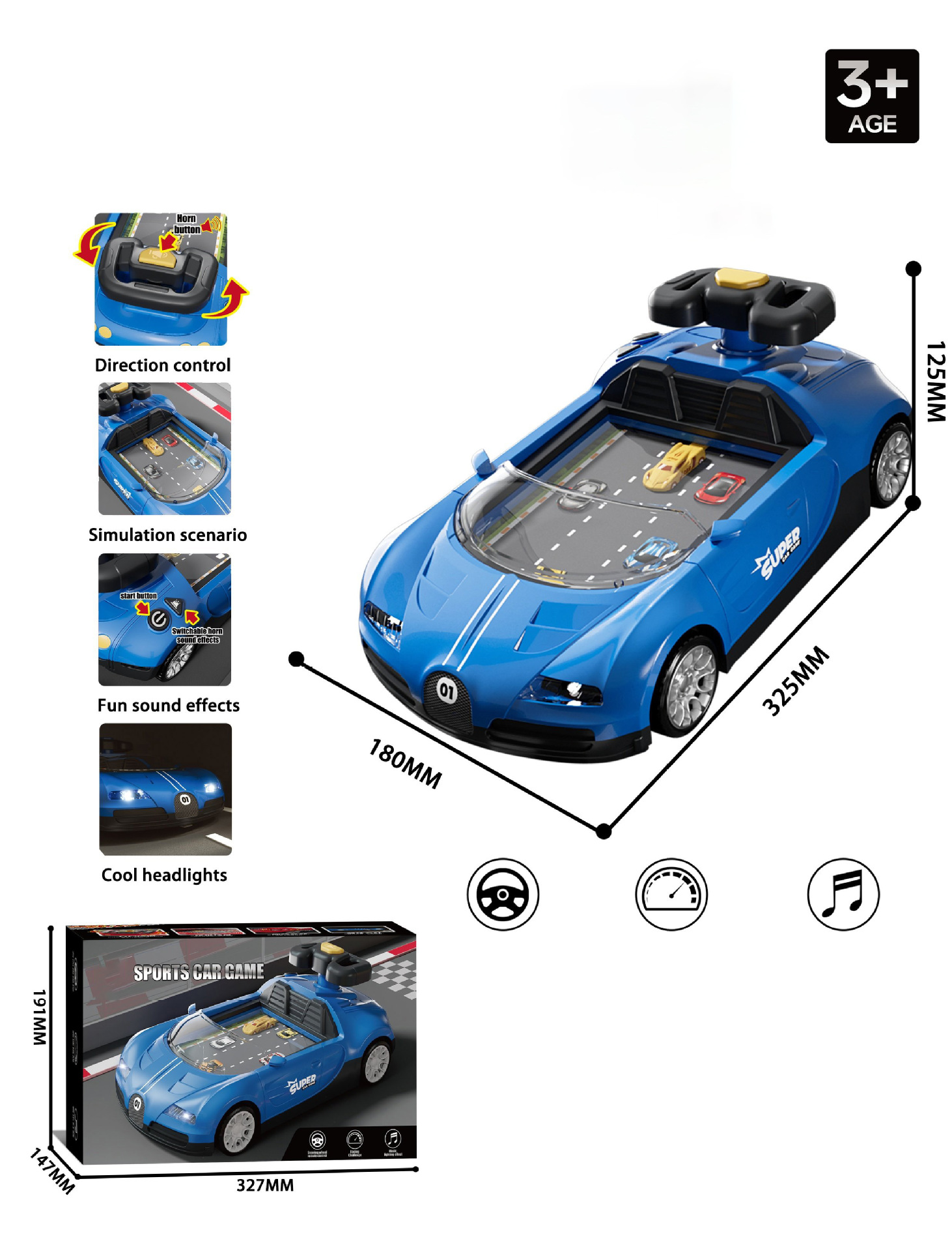 Bugatti mini voiture de course-bleu
