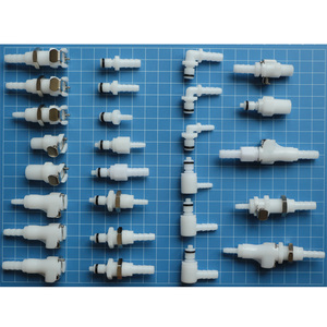 JU 1/4 5/16 3/8 Inch Shut Off Straight Through Female Coupling Body Push To Connect Quick Disconnect Tube Barbed Fittings