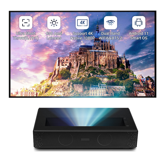 Wholesale Ultra Short Throw 4K DLP Laser Projector Android 11 WIFI6 BT5.2 H713 1080 Home Theater Video Projectors Auto Focus 2G