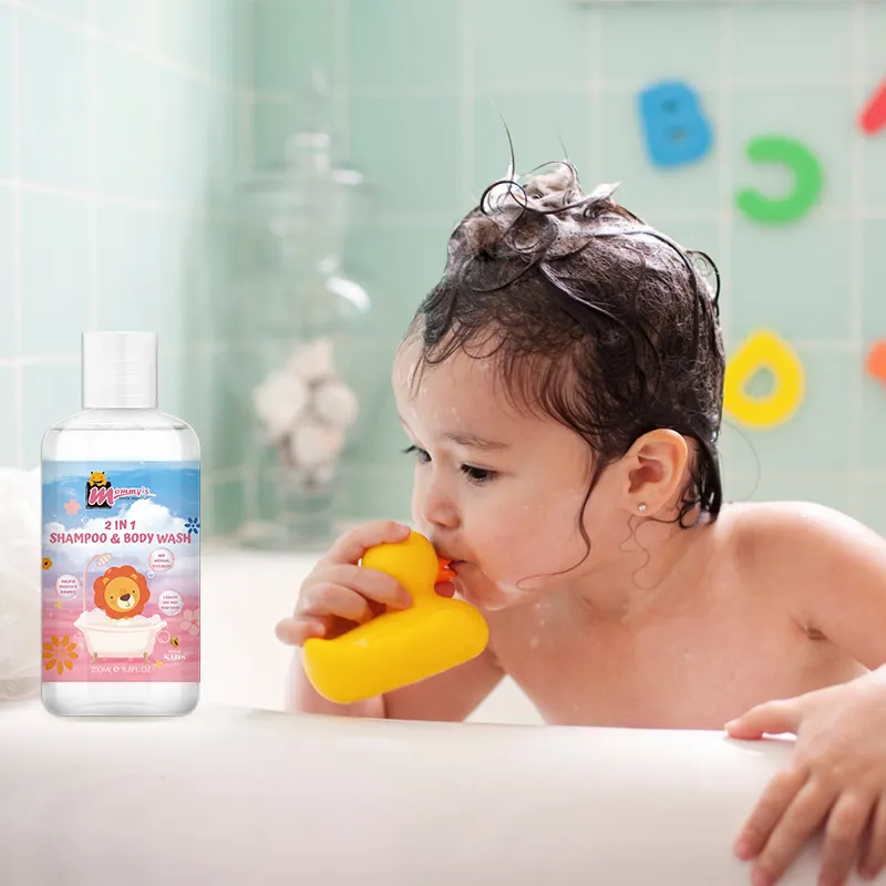 Kesinlikle güvenli formülü duş jeli aşk sevimli yeni doğan 2In1 vücut yıkama ve şampuan bebek çocuk saç bakımı seti kiti