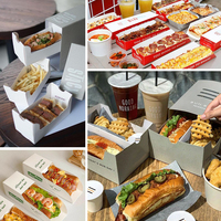 Barquette et Boîte en Papier Kraft Blanc Personnalisées et Jetables, Sans Plastique, pour Frites, Hot-Dogs, Emballage Alimentaire à Emporter, Restauration Rapide