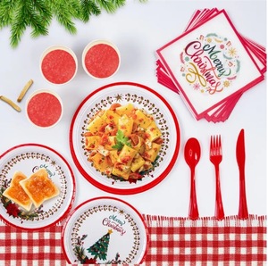 DAMAI Fournitures de fête de Noël et de fin d'année, ensemble de vaisselle pour fête d'anniversaire, décorations de table, cadeaux pour filles, garçons, enfants, pour 24 personnes - Product Image 4