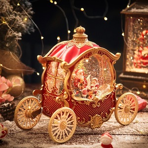Carillon per carrozza natalizia con sfera di cristallo di neve automatica regalo di compleanno per bambini carrello di zucca decorazione lampada a vento - Product Image 3