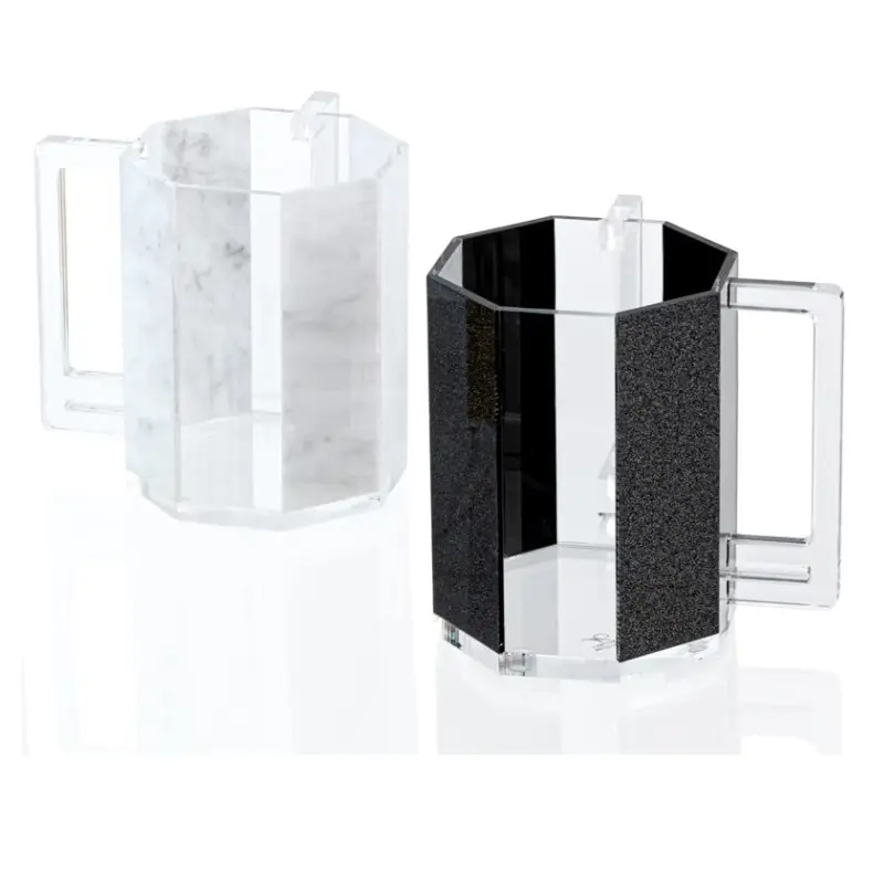 Yageli थोक षट्भुज डिजाइन एक्रिलिक संगमरमर जूदाईका धोने कप दो हैंडल के साथ