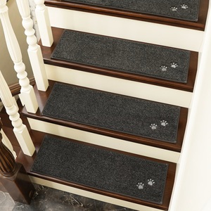 Machine Washable <b>Stair</b> <b>Treads</b> 100% Polyester Embroidered Dog Paw Print <b>Non</b>‑Slip <b>Stair</b> Mats for Wooden Steps - Product Image 6