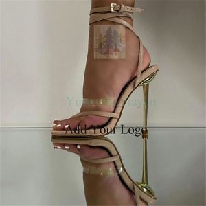 Tendance été grande taille dent talon haut sangle croisée bout carré violet talons aiguilles sandales pour femmes - Product Image 3