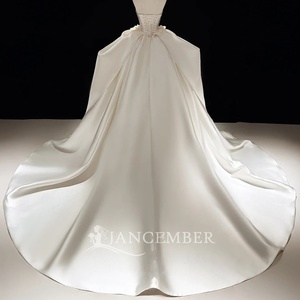 JFH223 Preciosos vestidos de novia con volantes de satén color marfil - Product Image 2