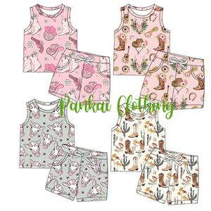 बुटीक दक्षिणी प्रिंट कपड़े दूध रेशम 2 पीसी सूट बच्चों ग्रीष्मकालीन आस्तीन टी-शर्ट + शॉर्ट्स - Product Image 1