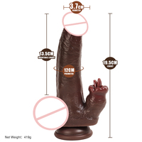 Juguete Sexual Realista de Silicona de 7.67 Pulgadas, Color Marrón Oscuro, con Calefacción y Múltiples Niveles de Vibración para la Masturbación Femenina