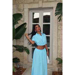 Conjuntos de Mujer Turquoise Neonda, Atuendo Elegante de Equipo con un Único Color Turquesa - Product Image 3