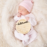 5.9 pouces en bois Hello World bébé nom Plaque annonce de naissance signe pour hôpital Photo Prop décorations pour la maison