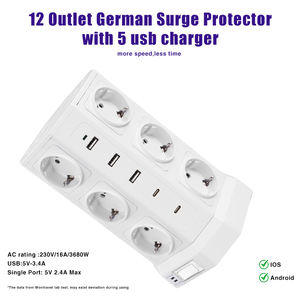 12 Way Socket Euro Standard Power Strip Torre Power Strip Vertical EU Plug Com USB Surge Protector 2m Extensão - Product Image 4