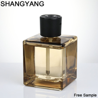 Vente en gros de flacons diffuseurs de parfum en verre ambré carrés de 200 ml/500 ml avec impression à l'écran, en stock