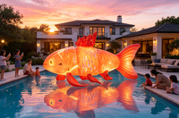 Décoration géante gonflable personnalisée en forme de poisson Koi télécommandée pour événements festifs et publicité