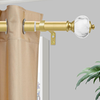 Tringle à Rideaux Longue Ajustable en Fer Doré de Luxe avec Embouts et Supports Classiques en Marbre, Tringle Métallique Robuste et Écologique