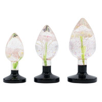 Plug anal en résine avec fleurs séchées et base en strass scintillants, 3 tailles S M L, jouet d'entraînement ergonomique pour adultes, vente en gros