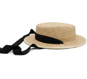 DS toplu rafya saman örgü yaz çocuklar güneş şapkaları Boater şapka hasır şapka