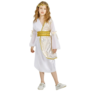 Costume da <span class=keywords><strong>Toga</strong></span> Greca per Halloween, Set da 2 Pezzi, Abito da Principessa Romana con Corona Dorata e Ghirlanda di Foglie - Product Image 3