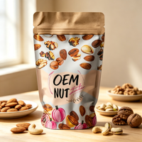 Sacs en papier kraft imprimés sur mesure avec fermeture éclair PE, sacs en mylar à fond plat, sachets à soufflet, emballages alimentaires pour fruits secs, sacs en plastique de qualité alimentaire