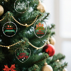 Ornamento personalizzato personalizzato di decorazione di natale chiaro all'ingrosso incisione Laser 3D Logo ovale forma rotonda ornamenti di vetro - Product Image 6