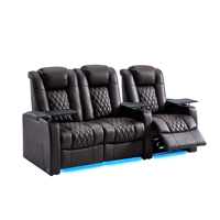 Canapé moderne pour salon, trois places, en cuir véritable, inclinable électriquement, réglable, extensible, avec mousse à mémoire de forme, USB, structure en bois, pour la maison