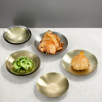 Assiettes en acier inoxydable 201/304 de haute qualité, dorées/argentées, motif classique personnalisé, logo personnalisé pour la maison, la randonnée, les mariages